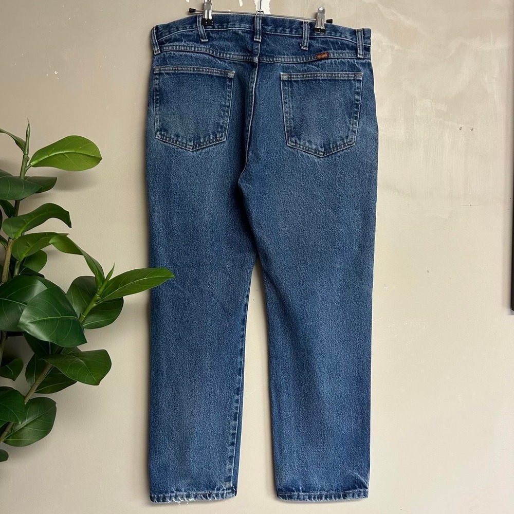 Vintage 90s Rustler Faded Honeycomb Dark Wash Jeans 36x30 Blue Retro 87619PW - Picture 3 of 7